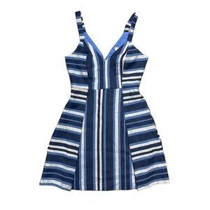 BCBGeneration Blue Striped Sleeveless Mini Dress 0